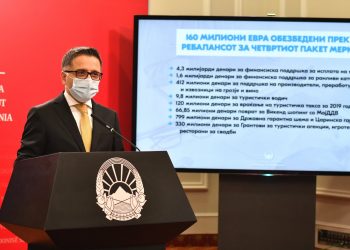 ПРЕС-КОНФЕРЕНЦИЈА НА МИНИСТЕРОТ ЗА ФИНАНСИИ И ДИРЕКТОРКАТА НА УПРАВАТА ЗА ЈАВНИ ПРИХОДИ ПОСВЕТЕНА НА МЕРКАТА ФИНАНСИСКА ПОДДРШКА